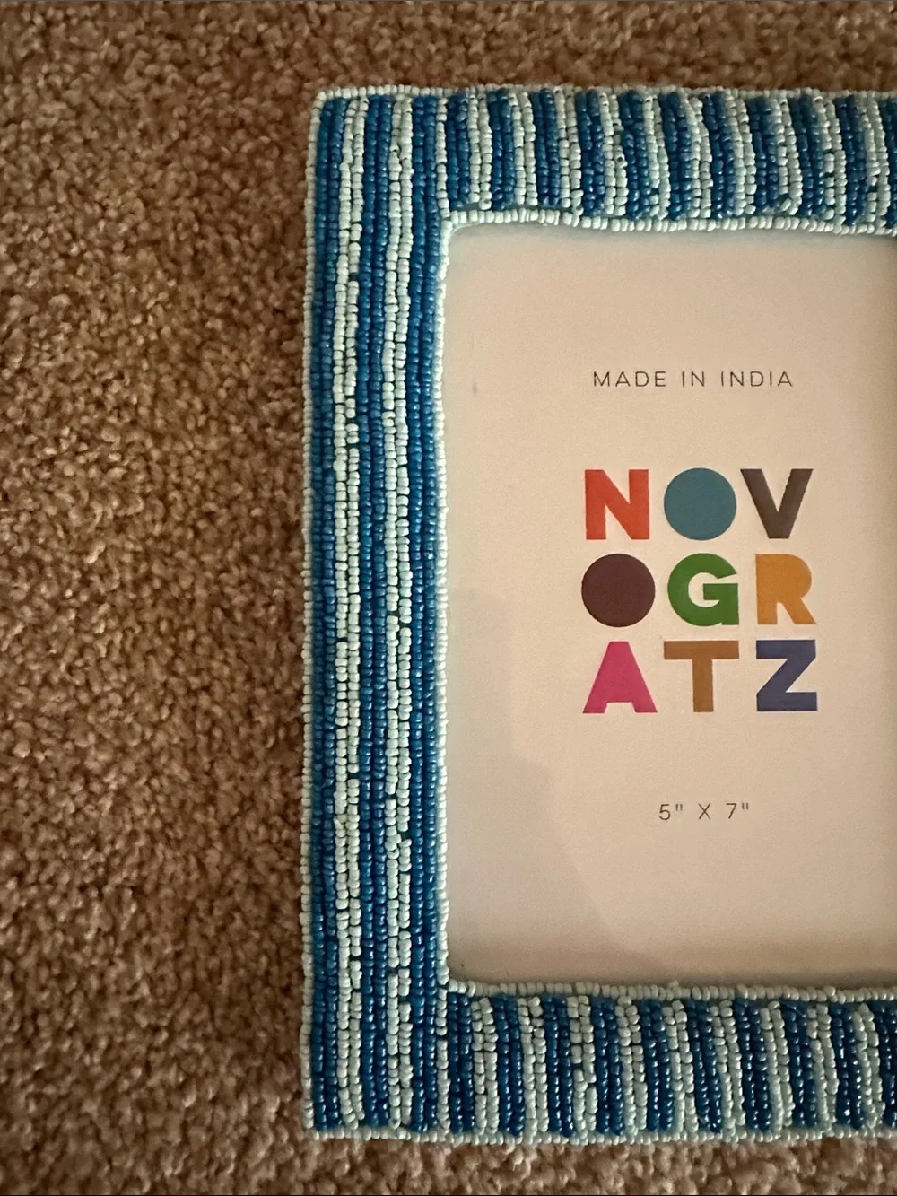 Beaded Blue Striped 5x7 Picture Frame